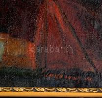 Olvashatatlan jelzéssel, feltehetően erdélyi magyar festő, 1920-30 körül: Májusfa állítása. Olaj, vá...