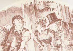 St. Clement 6 darabos francia dísztányér készlet. Különböző nemesi életképekkel díszített darabok, j...