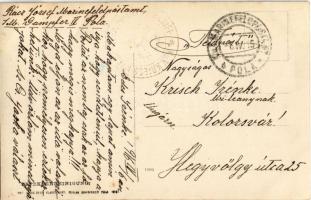 1916 K.u.k. Kriegsmarine Effektenreinigung, S.M. Dampfer IV (ex Gastein), Matrosen an Deck / Osztrák...