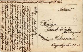 1916 K.u.k. Kriegsmarine Effektenreinigung, S.M. Dampfer IV (ex Gastein), Matrosen an Deck / Osztrák...