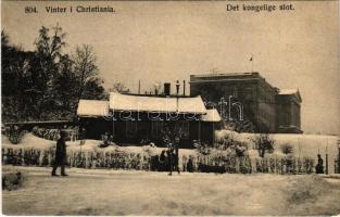 1913 Oslo, Christiania, Kristiania; Det kongelige slot, Vinter / the royal castle in winter