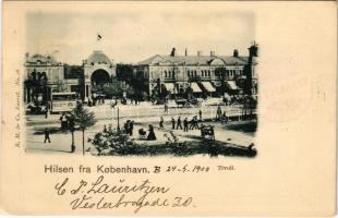 1900 Copenhagen, Kobenhavn; Tivoli / amusement park, street view, horse-drawn carriage (EK)