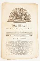 1840 Der Spiegel für Kunst, Eleganz und Mode. Samuel Rosenthal (szerk.) 13. évfolyam. Dec 30. száma Pest und Ofen. Rézmetszetű címlappal. 830-842 p