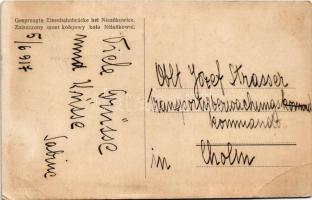 1917 Gesprengte Eisenbahnbrücke bei Nizakowice / Zniszczony most kolejowy kolo Nizankowic / WWI K.u....