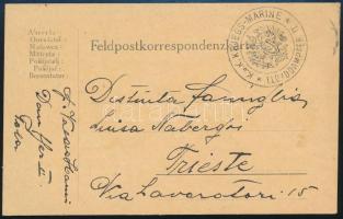 ~1917 Tábori posta levelezőlap K.u.K. KRIEGS-MARINE / LLOYDDAMPFER II Nagyon ritka bélyegzés!