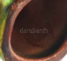 Zsolnay kisplasztika - bagoly. Sötét eozin mázakkal fedett öntött finomfajansz. Jelzett, kopással, m...