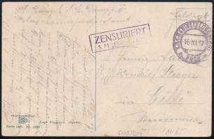 1917 Tábori posta képeslap ZENSURIERT / S.M. Dampfer IV , K.u.K. MARINEFELDPOSTAMT / POLA