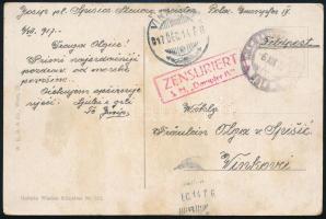 1917 Tábori posta képeslap ZENSURIERT / S.M. Dampfer IV , K.u.K. MARINEFELDPOSTAMT / POLA