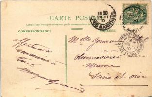 1910 Nice, Nizza; Place St. Francois / square, café, shops, street cleaning (EK)