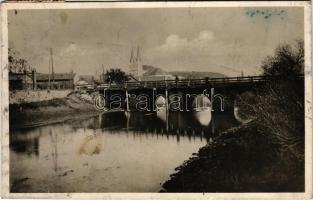 1938 Ipolyság, Sahy; Ipoly híd / Ipel bridge + &quot;1938 AZ ELSŐ VISSZATÉRT MAGYAR VÁROS IPOLYSÁG&quot; So. Stpl. (fl)