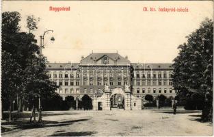 1914 Nagyvárad, Oradea; M. kir. honvéd hadapródiskola. Láng József kiadása / K.u.k. military cadet school - képeslapfüzetből / from postcard booklet