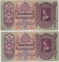 1930. 100P (2x) sorszámkövetők &quot;E 922 034492 - E 922 034493&quot; T:F szép papír  Adamo P17