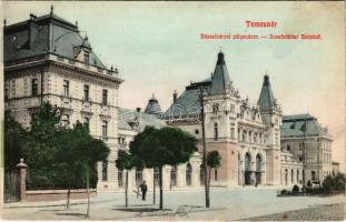 1908 Temesvár, Timisoara; Józsefvárosi pályaudvar, vasútállomás. Bettelheim M. és Társa kiadása / Josefstädter Bahnhof/ railway station