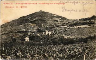 1913 Versec, Vrsac; Várhegy szőlőkertekkel / castle hill, vineyards, villa (fl)