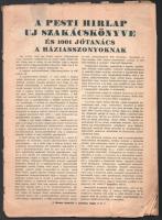 A Pesti Hírlap új szakácskönyve és 1001 jótanács a háziasszonyoknak. Bp, 1933, Légrády, 3-114 p. Papírkötés, borító nélkül, foltos, a sarkain szamárfülekkel, egy lapon kivágással (77/78 p.) + A Pesti Hírlap szakácskönyve. Bp., 1933, Légrády, 3-114 p. Papírkötés, borítóhiánnyal, az utolsó lap sérült.