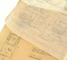 cca 1900-1920 3 db ház tervrajz, családi házak 34x46 cm-ig