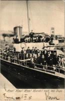 1905 K.u.K. Kriegsmarine, Hipp! Hipp! Hipp! Hurrah! Noch 100 Tage / Cs. és kir. haditengerészeti matrózok ünneplik az akadémia utolsó 100. napjának kezdetét. Alois Beer / Austro-Hungarian Navy mariners celebrating the beginning of the last 100 day of the academy