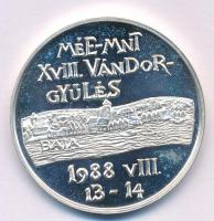Lantos Györgyi (1953-) 1988. "MÉE-MNT XVIII. Vándorgyűlés / Türr István" peremén jelzett Ag emlékérem (35,95g/0.835/42,5mm) T:AU (PP) Adamo BA3