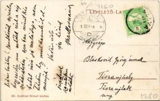 1911 Tállya, Báró Maillot kastély, háttérben a római katolikus templom. Gottfried Sámuel kiadása. Há...