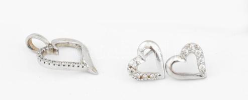 Ezüst (Ag) nyaklánc, fülbevaló, medál szett. Swarovski kristállyal díszített jelzett, 8,7g Ékszeres ...