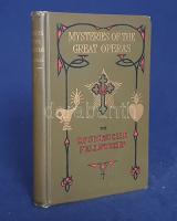 Heindel, Max:  Mysteries of the Great Operas. Faust, Parsifal, The Ring of the Nibelung, Tannhauser, Lohengrin.  Oceanside-London, 1921. The Rosicrucian Fellowship (Fellowship Press, Oceanside). 176 + [8] p. Első kiadás.  Max Heindel (1865-1919) dán származású amerikai okkult szerző, asztrológus, misztikus, üzletember, a mindmáig üzemelő amerikai Rózsakeresztes Testvériség (1909) megalapítója. Alkalmazott zenetörténeti értekezése Richard Wagner operáinak titkos, ezoterikus üzenetét kívánja felfejteni. A részletes tartalommutató az amerikai szerző számára kitüntetett fontosságú okkult koncepciók címszavait tartalmazza, mely koncepciók jelenléte véleménye szerint egyértelműen kimutatható a wagneri művekben. A kötet végén a kiadói termékeinek hirdetése. Az első előzéken régi tulajdonosi bélyegzés, a címoldalon dátumbejegyzés.  Poss.: Gyöngyöshalászy Takách Zoltán [Gyöngyöshalászy Takách Zoltán magyar származású zongoraművész, zongoratanár és zeneszerző. A budapesti Zeneakadémián tanult művész az 1900-as évek első évtizedében magas rangú magyar diplomaták ajánlásával került az amerikai komolyzenei élet sodrába - az amerikai keleti part nagyvárosaiban, New Yorkban, Philadelphiában és az amerikai elit üdülőhelyein lépett fel, egyúttal magán zeneiskolát is fenntartott az Egyesült Államokban.]  Aranyozott, festett, a Rózsakeresztes Testvériség szimbólumával illusztrált kiadói egészvászon kötésben. Jó példány.