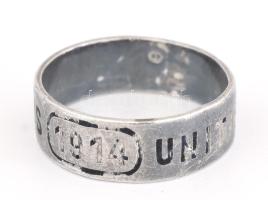 Ezüst(Ag) I. világháborús gyűrű, jelzett, méret: 50, nettó: 2,4 g