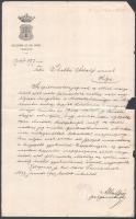 1897 Stobbe Adolf építőmester, Stobbe Kálmán (1883-1936) építőmester, díszlettervező, labdarúgó, a magyar válogatott edzője édesapjának építőmesteri engedélye ("... az építő mesterség önálló gyakorlását önnek megengedte.") 15 kr okmánybélyeggel, pecséttel, "Kolozsvár Sz. Kir. Város Tanácsa" címeres fejléces papíron, Albach Géza (1829-1900) Kolozsvár polgármesterének (1886-1898) autográf aláírásával. A papír egyik szélén kis szakadással.