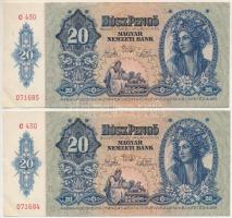 1941. 20P (2x) sorszámkövetők "C 430 071684 - C 430 071685" T:XF Adamo P12