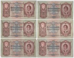 1932. 50P (6x) mind különféle sorozatszámmal T:F szép papír Adamo P14