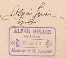 1895 Alpár Ignác (1855-1928) műépítész, egyetemi tanár, a századforduló eklektikus építészetének egy...
