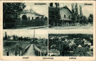 1933 Budapest XVII. Rákoshegy, Községháza, vasútállomás, alagút, látkép. Varga Edith kiadása (EB)