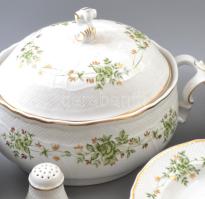 Hollóházi Erika mintás 26 darabos étkészlet. Jelzett, kis kopással