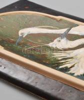 Borbás Vali: Gémek díszítésű falidísz. Mázas kerámia, minimális kopással, 29x21 cm