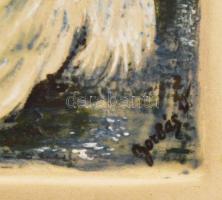 Borbás Vali: Gémek díszítésű falidísz. Mázas kerámia, minimális kopással, 29x21 cm