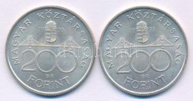 1993. 200Ft "MNB" Ag (2x) T:AU Adamo F13
