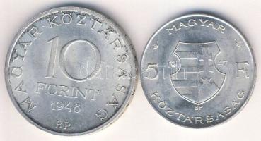 1947. 5Ft Ag "Kossuth" + 1948. 10Ft Ag "Széchenyi" T:2