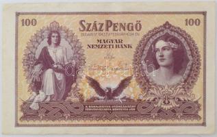 1943. 100P "Szálasi-kiadás" kiadatlan, sor- és sorozatszám nélkül, ívből kivágva T:F  Hungary 1943. 100 Pengő "Szálasi edition" officially unissued, without serial number, cut from sheet C:F  Adamo SPT18v