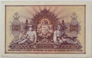 1943. 100P "Szálasi-kiadás" kiadatlan, sor- és sorozatszám nélkül, ívből kivágva T:F 
Hun...