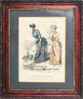 cca 1880-1890 A Magyar bazár divatképe. Színezett rotációs fametszet, papír, jelzett a metszeten. Ki...