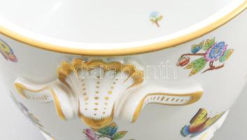 Herendi Viktória mintás kaspó. Jelzett, talpánál lepattanással, d: 20 cm, m: 16 cm