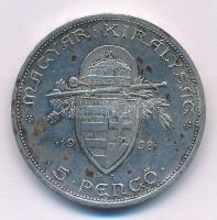 1938. 5P Ag "Szent István" T:VF patina Adamo P8.1