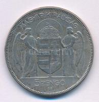 1930. 5P Ag "Horthy jobbra" T:F patina Adamo P8