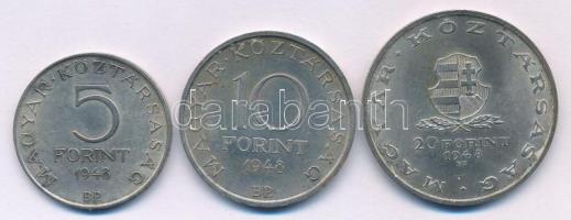 1948. 5Ft Ag "Petőfi" + 10Ft Ag "Széchenyi" + 20Ft Ag "Táncsics", &quo...