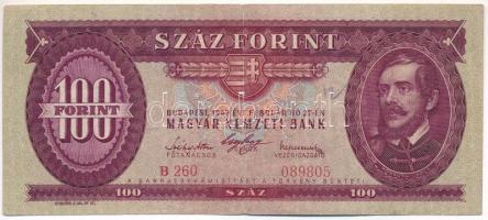 1947. 100Ft &quot;B 260 089805&quot; T:F Hungary 1947. 100 Forint &quot;B 260 089805&quot; C:F Adamo F27