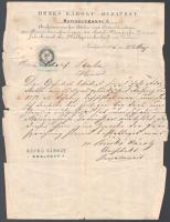 1880 Benkó Károly (1837-1893) építész, Medgyaszay István építész édesapjának munkáltatói bizonyítván...