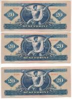 1949. 20Ft (3x) benne sorszámkövető pár és egy ugrással sorszámkövető "C 240 058659 - C 240 058...