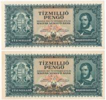 1946. 10.000.000P (2x) közeli sorszámok "O 340 048514" és "O 340 048517" T:AU sarokhajlások Adamo P26