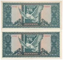 1946. 10.000.000P (2x) egyugrásos sorszámkövetők "O 340 048501" és "O 340 048503&quot...