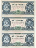 1980. 20Ft (3x) sorszámkövetők "C 359 033016 - C 359 033018" T:AU,XF Adamo F17