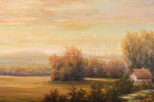 Krupa József (1929-): Patakparti táj. Olaj, farost. Jelzett. Hátoldalán autográf felirattal. Dekorat...